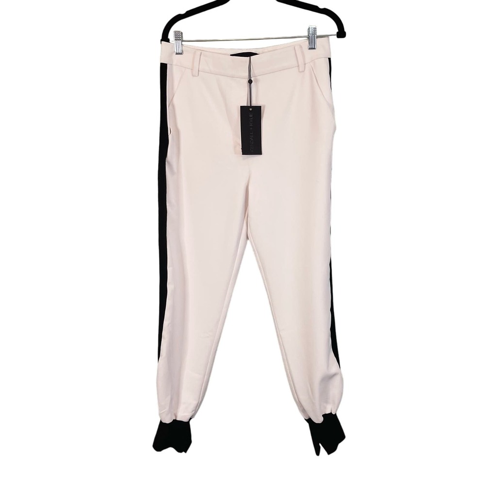 Kendall + Kylie Women's White Black High Rise Pull On Jogger Pants Medium NWT